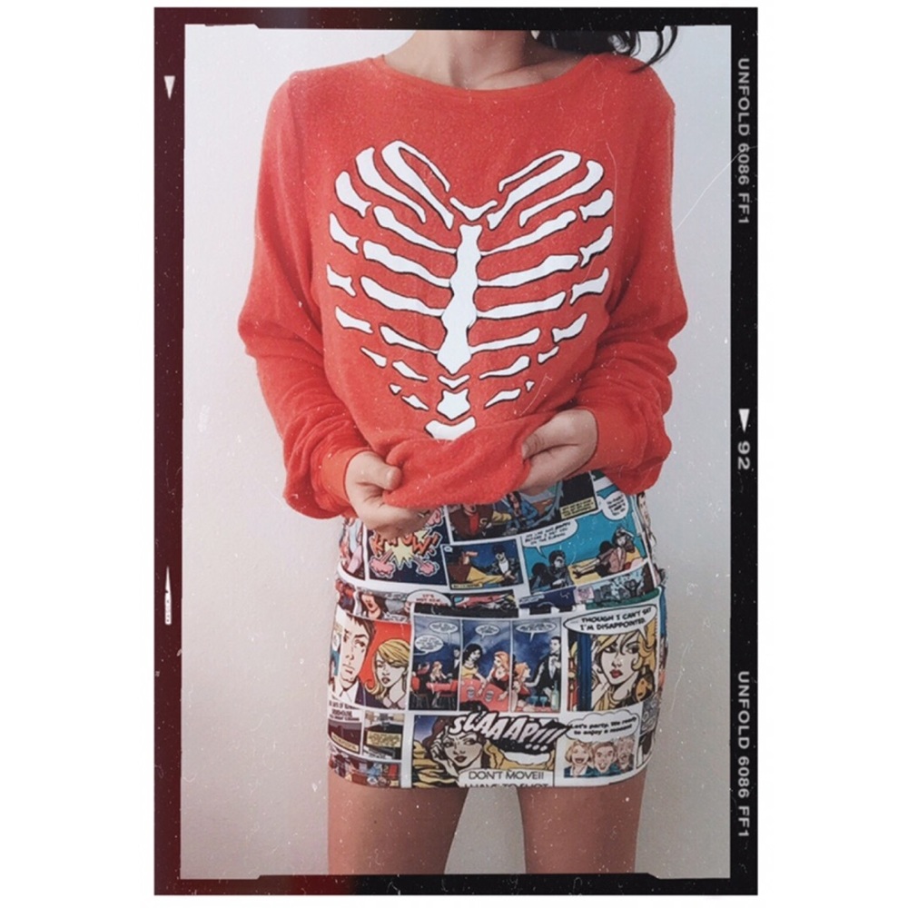 Wildfox - Skeleton heart red Sweatshirt / S